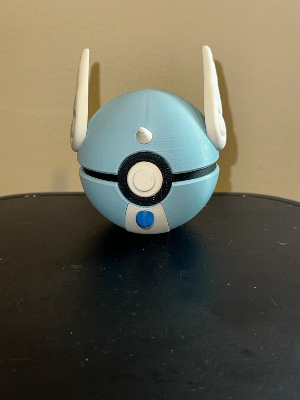 Light Blue Horned Sea Serpent Sphere Display – 3D Printed Dragon Orb